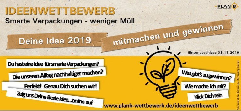 Flyer des Wettbewerbs "Smarte Verpackungen - Weniger Müll"