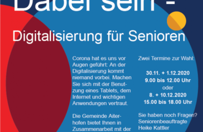 Flyer der vhs "Dabei sein - Digitalisierung für Senioren"