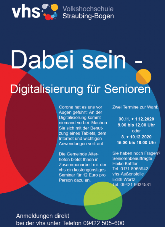 Flyer der vhs "Dabei sein - Digitalisierung für Senioren"