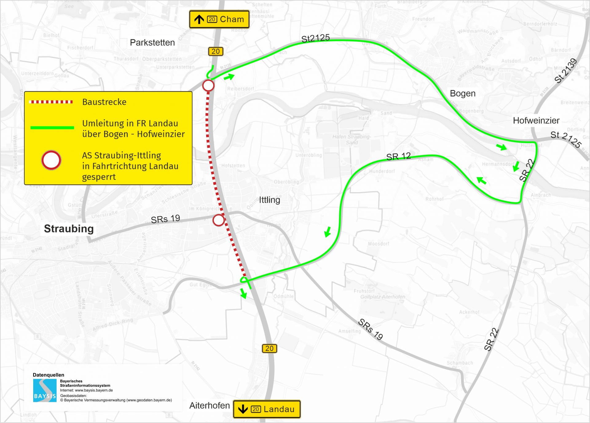 Asphaltierungsarbeiten auf der Bundesstraße 20 zwischen Parkstetten und Gewerbegebiet Erletacker